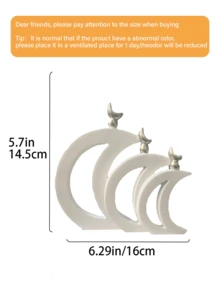 白色月亮装饰套装 - 简约纹理新月摆件，饰以银色，适合摆放在客厅书架、桌面和卧室。时尚的桌面装饰，完美契合波西米亚/现代家居装饰风格，营造温馨舒适的氛围。 - 1PC - 查看 10