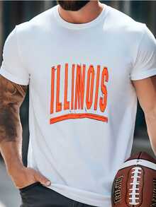 Mens Vintage Espn Univeristy Of Illinois Fighting Illini Spell Out Logo Bomber Jacket (Size Adult Large) T-Shirt - 白色 - 查看 1