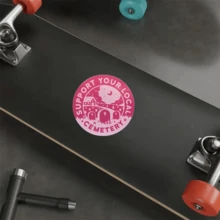 1 pieza Pegatina gótica impermeable de 3 pulgadas, "Apoya a tu cementerio local" Calcomanía para coche, portátil, estética gótica pastel espeluznante, regalo de humor oscuro del cementerio de vinilo para alternativo y emo/Pegatina de Halloween/Vibraciones brujas - 3*3 pulgadas - Ver 9