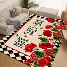 1/2/3pcs Spring Summer Daily Kitchen Rug With Home Sweet Home Design Red Flowers And Bees Pattern Polyester Door Mat For Kitchen Bathroom Outdoor Garden Party Decor Kitchen Carpet Kitchen Mat Door Mat Home Decor - Multicolor - View 15
