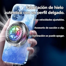 Almohadilla magnética de refrigeración para teléfonos con ajuste inteligente de doble velocidad, con sujeción magnética para una fijación segura. Los efectos de iluminación RGB se pueden desactivar. Con un peso de tan solo 50 g para un transporte sin esfuerzo, ofrece una disipación eficiente del calor y es compatible con dispositivos Android y Apple. Funciona de forma silenciosa con un rendimiento de refrigeración estable. - Plateado - Ver 4