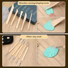 15pcs Pottery Tools Set + Professional Soft Clay Cutting Tools, Sculpture Starter Kit, Acrylic Board, Hollow Rolling Pin, Wooden Clay Sculpting Tools, Oil Spatula For Repair, Soft Clay Carving Knife, Clay Texture Stamp - Multicolor - View 5