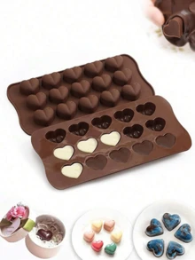 3D Heart Shaped Chocolate Mold - Suitable For New Year Party DIY Cake Decoration And Baking - Jelly And Candy Silicone Mold - Small Household Kitchen Tools And Accessories - Multicolor - View 1