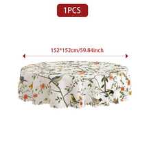 1 Stück/36 Stücke Frühlings- & Sommer-Blumen, Vogel Anti-Falten Tischdecke, geprägte Kante, rechteckig/rund, verschiedene Größen erhältlich, Polyester Tischdecke, für Innen-Dining/Outdoor-Party - Grün - Übersicht 14