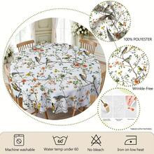 1 Stück/36 Stücke Frühlings- & Sommer-Blumen, Vogel Anti-Falten Tischdecke, geprägte Kante, rechteckig/rund, verschiedene Größen erhältlich, Polyester Tischdecke, für Innen-Dining/Outdoor-Party - Grün - Übersicht 5