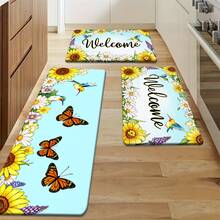 1/2/3pcs Spring Summer Daily Kitchen Rug Welcome Floral Hummingbird Design Polyester Floor Mat For Kitchen Bathroom Doorway Outdoor Garden Party Home Decor Kitchen Carpet Kitchen Mat Door Mat Home Decor - Multicolor - View 13