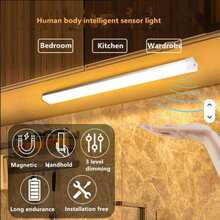 1条USB充电式LED灯带 - 冷暖色可选，带运动传感器，磁吸式安装，适用于卧室、客厅、走廊、衣柜、展示柜、宿舍、房车照明，现代LED灯，USB充电灯 - 白光 - 查看 3