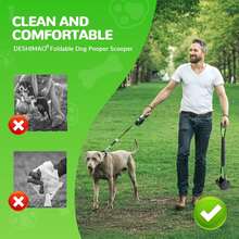 重型宠物粪便铲（半包），可折叠32英寸长弹簧手柄，适用于大型小型犬猫的庭院草坪砾石清理工具 - 彩色 - 查看 6