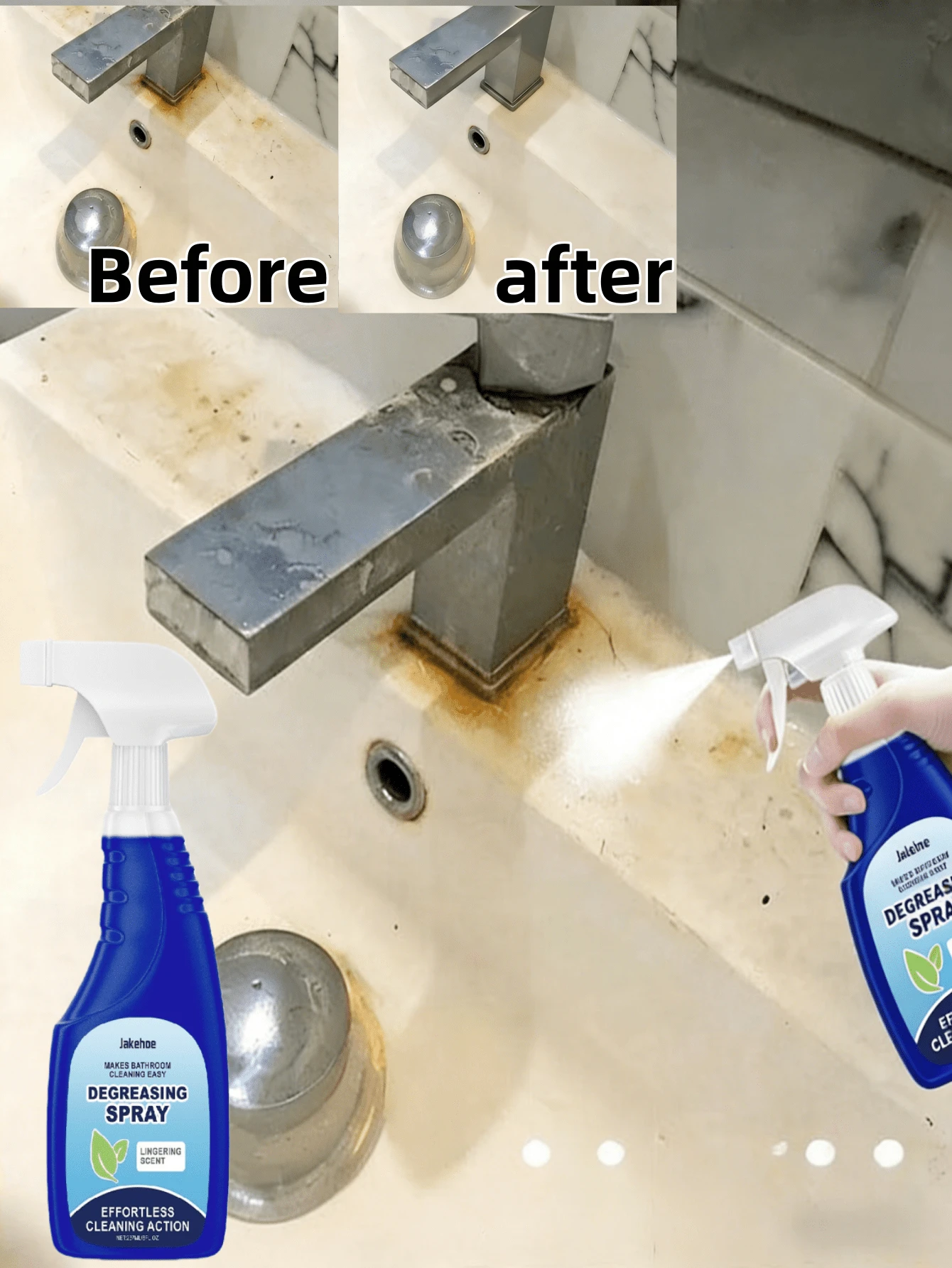 Jakehoe Bathroom Cleaning Spray, Powerful Stain Remover And Degreaser, Suitable For Bathroom Tiles, Sinks, Ceramic Basins, And Walls. Effectively Cleans Bathroom Surfaces, Easy To Use, Thoroughly Cleans Bathroom - Multicolor - View 1