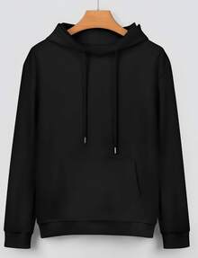 SD2016 Black Regular Fit Men High-Quality Fabric For Casual & Athletic Wear, Hoodie, Everyday Comfort - 黑色 - 查看 2