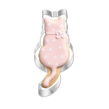 5pcs Stainless Steel Animal Cookie Cutters Set - Cat Themed Biscuit Molds For DIY Baking - Versatile Kitchen - Silver - View 3