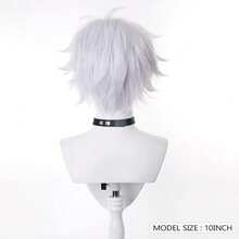 White Short Synthetic Straight Fluffy Wig For Men Anime Game Cosplay Wig Heat Resistant For Daily Party Cosplay Costume Wig - White - View 3