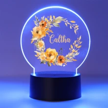 1pc Customized Name Floral & Butterfly Decor 3D LED Night Light, Suitable As Birthday Gift, Wedding Party Gift, Mother's Day Gift, Girlfriend Gift, Family & Friend Gift, Graduation Gift, Valentine's Day Gift - Brown - View 14