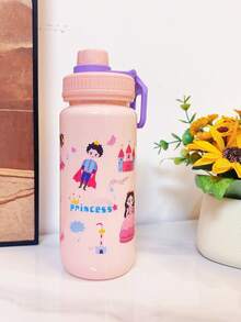 1pc 700ml Outdoor Sports Camping Water Bottle, Cute Portable Dinosaur, Car, Mermaid Cartoon Design, Suitable For School, Dorm, Campus Use With Handle - Multicolor - View 10