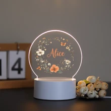 1pc Customized Name Floral & Butterfly Decor 3D LED Night Light, Suitable As Birthday Gift, Wedding Party Gift, Mother's Day Gift, Girlfriend Gift, Family & Friend Gift, Graduation Gift, Valentine's Day Gift - Brown - View 29