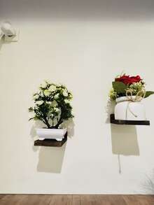 1朵逼真仿真花 - 白色花朵搭配绿色叶子，采用防褪色塑料材质制成，适用于家居、办公室、花园和庭院装饰。花瓣持久保色，是情人节、婚礼和其他节日装饰的完美之选。 - 彩色 - 查看 2