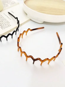 2pcs Ladies' Simple Basic Hair Hoop With Big Wavy Shape, Makeup Headband, Plastic Hair Hoop With Elegant Style, Hair Accessory Halloween,Hair Accessaries,Accessories,Hair Accessories For Women,Accesorios,Accessories Women, Hair Accessory, Hair Accessories Women, Hair Accessorie, Hair Tools, Beauty Accessories, Curly Hair Accessories - 彩色 - 查看 6