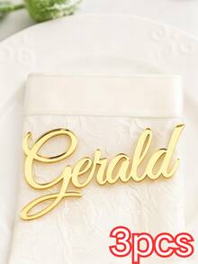 Custom Acrylic Name Cake Charm Personalized Mirror Name Plaque Gold Cake Name Sign Wedding Cake Decoration Guest Name Place Card Reception Table Decor Bridal Shower Engagement Party Birthday Cake Decor.1/3/5pcs - Multicolor - View 10
