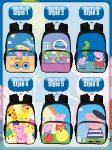 Peppa Pig Animated Cartoon Backpack, Large-Capacity Computer Backpack, Fashionable Schoolbag, Multi-Purpose Outdoor Backpack - Multicolor - View 1