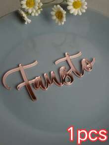 Custom Acrylic Name Cake Charm Personalized Mirror Name Plaque Gold Cake Name Sign Wedding Cake Decoration Guest Name Place Card Reception Table Decor Bridal Shower Engagement Party Birthday Cake Decor.1/3/5pcs - Multicolor - View 24