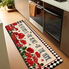 1/2/3pcs Spring Summer Daily Kitchen Rug With Home Sweet Home Design Red Flowers And Bees Pattern Polyester Door Mat For Kitchen Bathroom Outdoor Garden Party Decor Kitchen Carpet Kitchen Mat Door Mat Home Decor - Multicolor - View 8