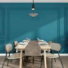 1 Roll Blue Vinyl Wallpaper, Peel And Stick, Matte Self-Adhesive, Textured, Random Pattern, Easy To Install, Suitable For Cabinet, Bedroom, Living Room Wall Decor, Furniture Renewal - Navy Blue - View 7