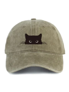 1pc Kids Black Cat Baseball Cap, Unisex Summer Sun Hat, Fashionable Outdoor Snapback - 1PC - View 2