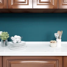 1 Roll Blue Vinyl Wallpaper, Peel And Stick, Matte Self-Adhesive, Textured, Random Pattern, Easy To Install, Suitable For Cabinet, Bedroom, Living Room Wall Decor, Furniture Renewal - Navy Blue - View 6