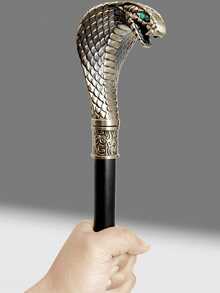 1pc Dual-Tone Snake Cane With Diamond Pattern, Gothic Style Metal Gentleman's Walking Stick - British Punk Scepter, Suitable For Men & Women, Ideal For Stage, Escape Room, Roleplay And Party/School Use - Multicolor - View 11