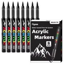 Set de 8 markere cu vopsea acrilică alb-negru, capacitate mare de cerneală, potrivite pentru ilustrații, pietre, schițe, lemn, sticlă și alte materiale - Consumabile de artă - Alb-negru - Vizualizare 4