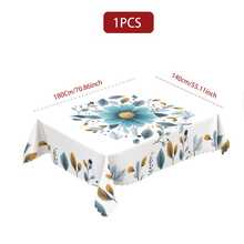 1pc/36pcs Vintage Blue Floral Wrinkle-Resistant Tablecloth, Embossed Edge Craft, Rectangular/Round Tablecloth, Multiple Sizes Available, Polyester Fiber Tablecloth, Indoor Dining/Outdoor Party - Mint Blue - View 17