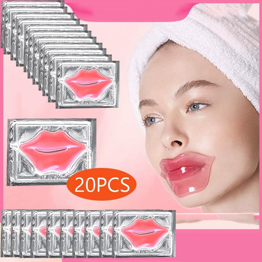 20pcs Hydrating Lip Sleeping Mask & 5 Moisturizing Gel Lip Masks With Hyaluronic Acid & Resveratrol – Deep Moisture For Chapped Skin With A Soft, Glossy Finish - 粉色 - 查看 1