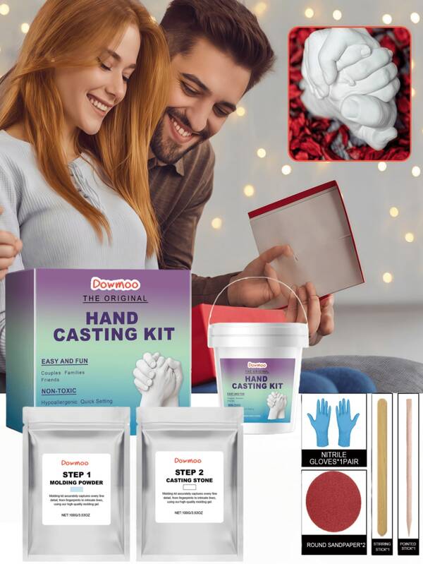DOWMOO 1 set/200g Kit de Moldeado de Manos DIY, Polvo de Clonación Polvo para Modelo 3D Impresión de Manos DIY Recuerdo, Regalo Memorable para Aniversario, Compromiso, Cumpleaños, Día de San Valentín
