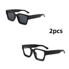1 Pair/2 Pairs Classic Thick Frame Fashion Glasses, Men's Driving Glasses, UV Protection, Premium Quality, Full Frame Stylish Glasses, Suitable For Street Photography, Versatile Fashion Glasses - Multicolor - View 6