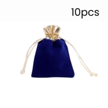 1pc/10pcs Blue Velvet Drawstring Gift Bags, Party Favor Bags, Elegant Drawstring Design With Velvet Trim, Suitable For Wedding Favors, Party Decor, And Valentine's Day Gifts - Multicolor - View 11