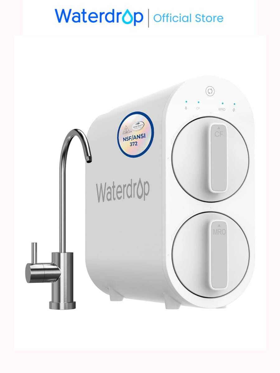 Waterdrop G2 Reverse Osmosis System, 7 Stage Tankless RO Water Filter System, Under Sink Water Filtration System, 400 GPD, 1:1 Pure To Drain, Reduces TDS, FCC Listed, USA Tech, WD-G2-W - White - View 1