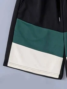 2 piezas Pantalones cortos casuales y transpirables de corte holgado con rayas, estilo deportivo y de moda para primavera/verano - Multicolor - Ver 3