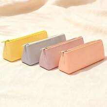 1pc Minimalist Silicone Pencil Case, Student Stationery Box Also Suitable For Travel Toiletry Makeup Bag, Solid Color Pen Pouch, Portable & Dirt-Resistant - Multicolor - View 4