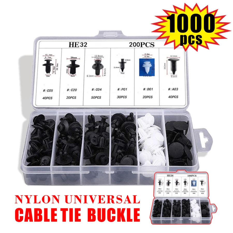 Multi-Size Hybrid Buckle Set, 150 Pieces, Suitable For Different Mounting Holes, Contains A Variety Of Quick Clamp Specifications, One-Stop Solution, Car Detailing Shop Repair Shop, High Toughness Plastic Buckle, Specially Designed For Car Fenders, Anti-Aging And Corrosion Resistant, Perfect Replacement For Original Parts, Quick Installation Buckle Set, No Screwdriver Required, Manual Pressing, Enough For Multiple Repairs And Use. Convenient And Efficient, Novice Users Of Female Car Owners, Equipped With Removal Tools, Easy To Remove Old Buckles To Avoid Damage To The Car Paint,Car Tools,Herramientas De Trabajo,Automotive Tools,Car Acessesories,Car Essentials,Herramientas De Trabajo,Men's Valentine's Day Gifts