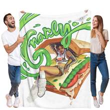 KATSEYE Anime Characters Plush  Blanket - Soft Flannel All-Season Bedspread With Chibi Kats Eye, Green Themed Group Design For Bed, Couch & Travel, Perfect Gift For Anime Fans ( & S)-280gsm - multicolor7 - 查看 11