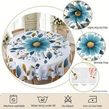 1pc/36pcs Vintage Blue Floral Wrinkle-Resistant Tablecloth, Embossed Edge Craft, Rectangular/Round Tablecloth, Multiple Sizes Available, Polyester Fiber Tablecloth, Indoor Dining/Outdoor Party - Mint Blue - View 5