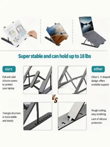 Foldable Laptop Stand, Adjustable Laptop Riser, Portable Laptop Holder, Multi-Angle Laptop Stand, Desktop Stand, Cooling Laptop Stand, Sturdy And Durable, Travel Essential, Suitable For Tablets, Laptops And Smartphones, Office Electronics