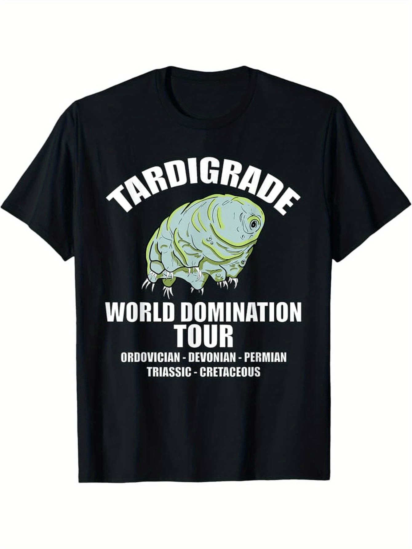 Camiseta de ciencia de extinciones de la gira de dominación mundial de Tardigrade - Negro - Ver 1
