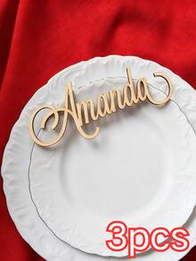 Custom Acrylic Name Cake Charm Personalized Mirror Name Plaque Gold Cake Name Sign Wedding Cake Decoration Guest Name Place Card Reception Table Decor Bridal Shower Engagement Party Birthday Cake Decor.1/3/5pcs - Multicolor - View 33