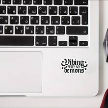 Vibing With My Demons Waterproof Vinyl Sticker - Matte Surface, Self-Adhesive Bumper Sticker, Suitable For Car, Window, Laptop, Truck, Van, Water Bottle - Multipurpose Design, Car Decal - Multicolor - View 7