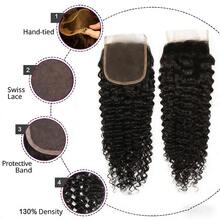 BINF Cabello humano brasileño (cabello Remy, rizado y crespo), 3 paquetes con cierre frontal de encaje HD 13x4 4x4, color de cabello natural, ideal para festivales, feriados, bodas y uso diario. - Natural Black - Ver 4
