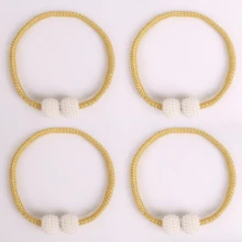 4 件磁性窗帘系带，带仿珍珠装饰 - 经典涤纶绳窗帘钩，适用于客厅、卧室、厨房、酒店、宿舍、学校的家居装饰