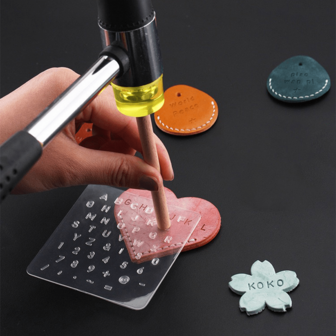 3 st DIY Läderstans – Klar Akryl Bokstämpel Med Trähandtag Gravyrschablon