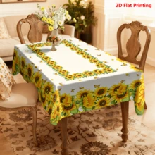 1/20pcs Polyester Sunflower Pattern Tablecloth, Suitable For Home Kitchen Outdoor Garden Party Decoration, Holiday Decor, Family Gift, Home Decor, Spring Decoration - Multicolor - View 7