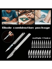 6/11/12/22Pcs Value Pack Carbon Steel Utility Blades - With No. 3-4 Handle & No.11-23 Industrial Carving Blade, Non-Medical - For Artwork Engraving, Industrial Engraving, Cell Phone Repair, Film Blades, DIY Craft Tools, Scraping, Secondary Trimming - For Professionals & DIY Enthusiasts - Multicolor - View 13